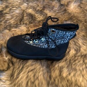 Larroude black and white ankle boots